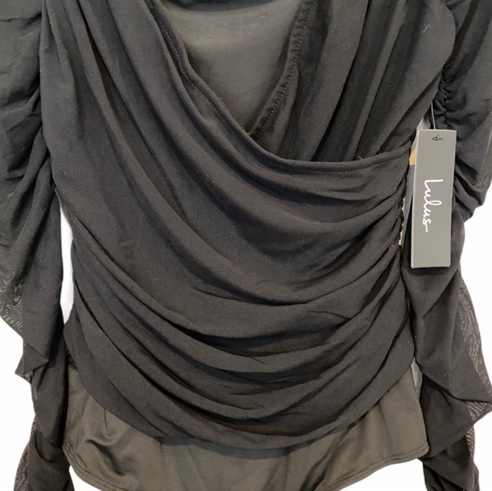 Lulu's Black Cowl Neck Top